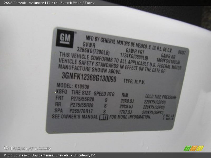 Summit White / Ebony 2008 Chevrolet Avalanche LTZ 4x4