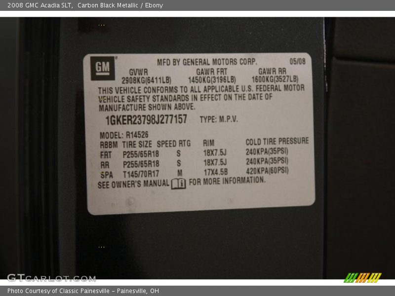 Carbon Black Metallic / Ebony 2008 GMC Acadia SLT