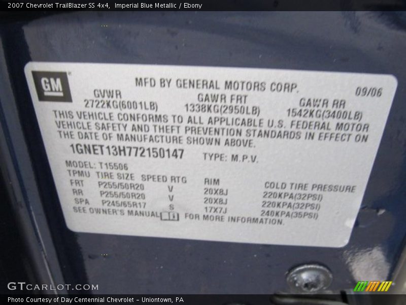 Imperial Blue Metallic / Ebony 2007 Chevrolet TrailBlazer SS 4x4