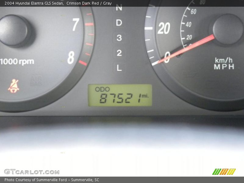 Crimson Dark Red / Gray 2004 Hyundai Elantra GLS Sedan