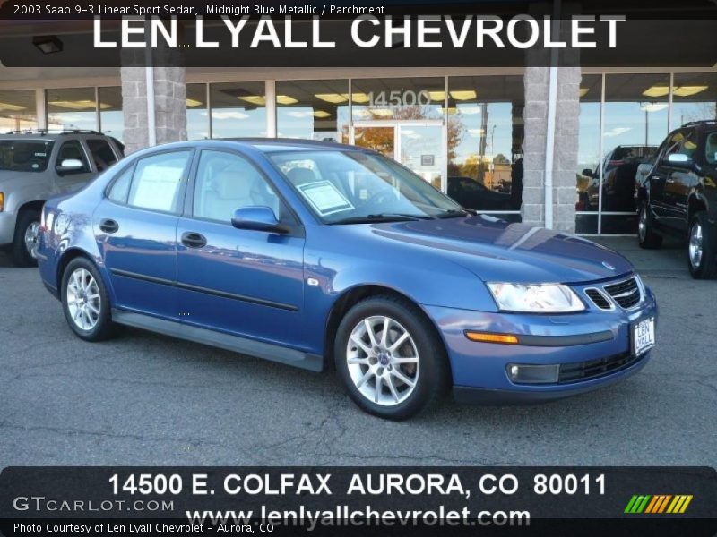 Midnight Blue Metallic / Parchment 2003 Saab 9-3 Linear Sport Sedan