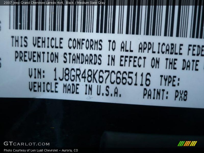 Black / Medium Slate Gray 2007 Jeep Grand Cherokee Laredo 4x4