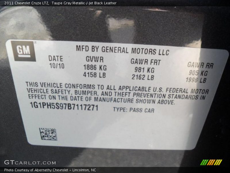 Taupe Gray Metallic / Jet Black Leather 2011 Chevrolet Cruze LTZ