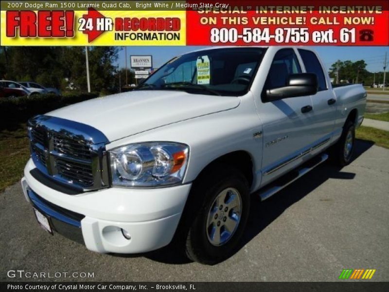 Bright White / Medium Slate Gray 2007 Dodge Ram 1500 Laramie Quad Cab