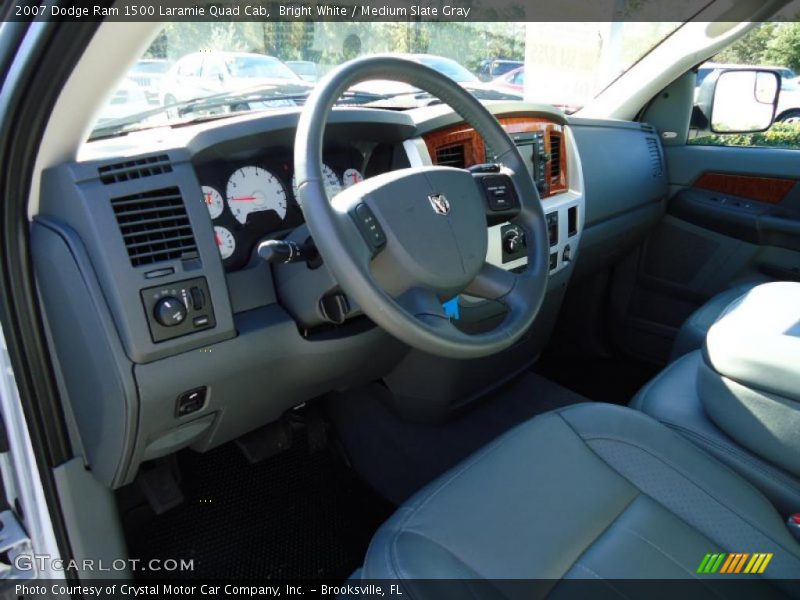Bright White / Medium Slate Gray 2007 Dodge Ram 1500 Laramie Quad Cab