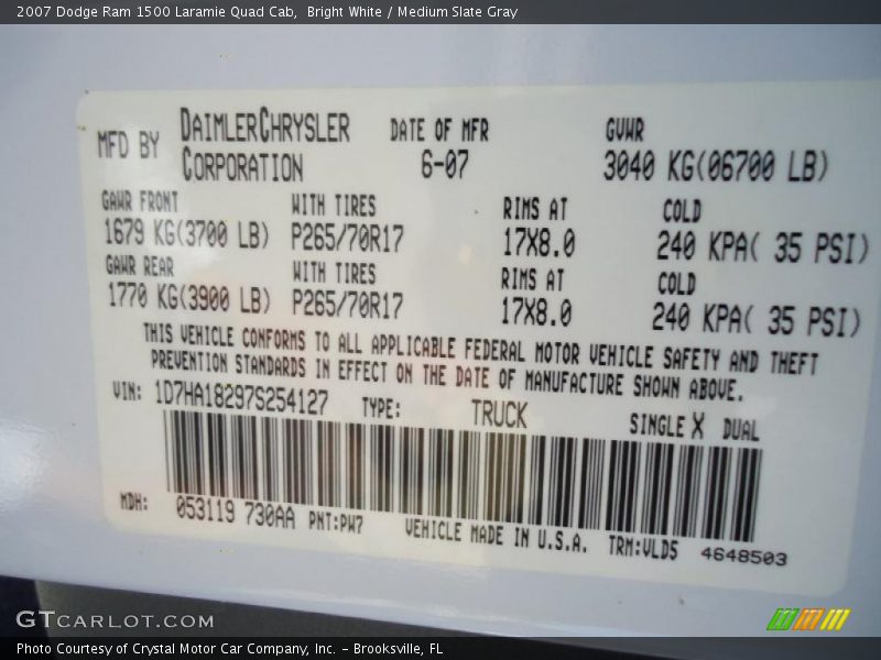 Bright White / Medium Slate Gray 2007 Dodge Ram 1500 Laramie Quad Cab