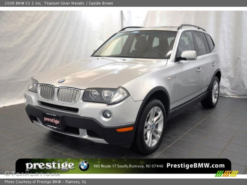 Titanium Silver Metallic / Saddle Brown 2008 BMW X3 3.0si