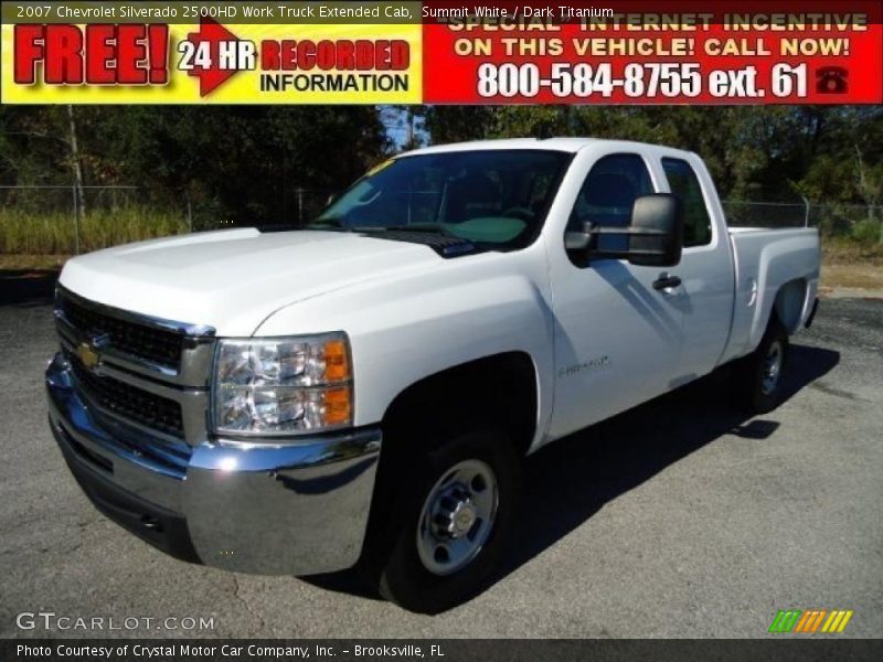 Summit White / Dark Titanium 2007 Chevrolet Silverado 2500HD Work Truck Extended Cab