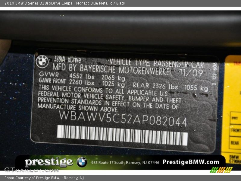 Monaco Blue Metallic / Black 2010 BMW 3 Series 328i xDrive Coupe
