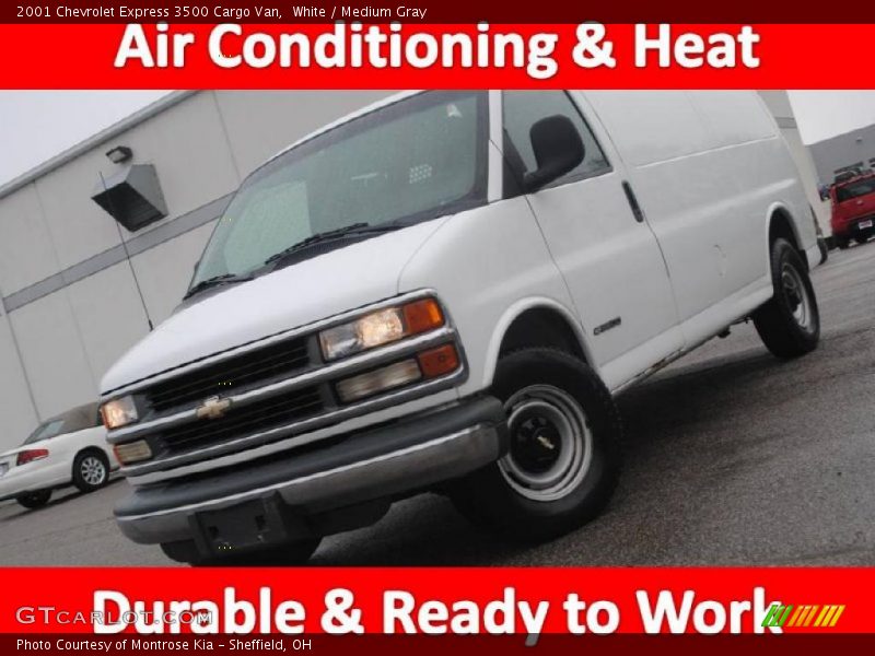 White / Medium Gray 2001 Chevrolet Express 3500 Cargo Van