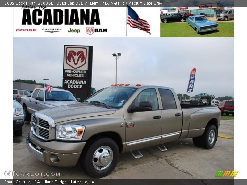 Light Khaki Metallic / Medium Slate Gray 2009 Dodge Ram 3500 SLT Quad Cab Dually
