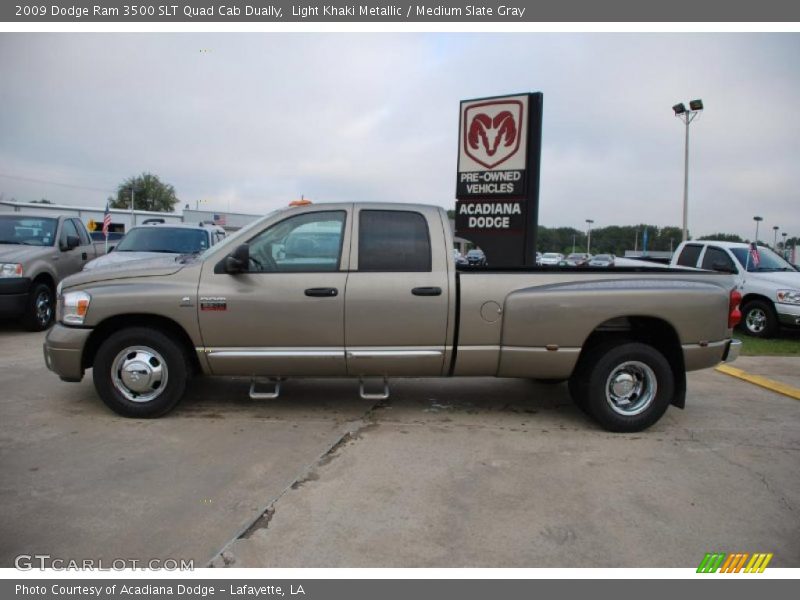 Light Khaki Metallic / Medium Slate Gray 2009 Dodge Ram 3500 SLT Quad Cab Dually