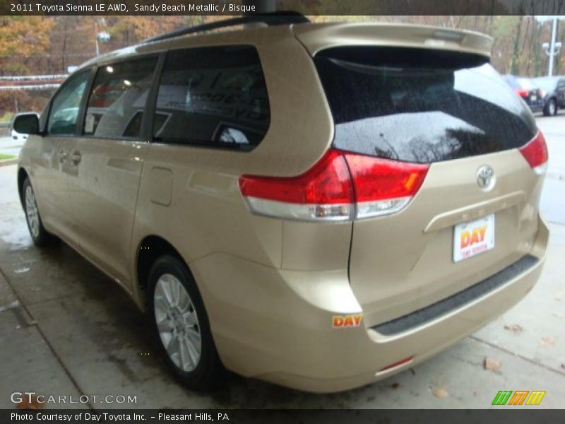 Sandy Beach Metallic / Bisque 2011 Toyota Sienna LE AWD