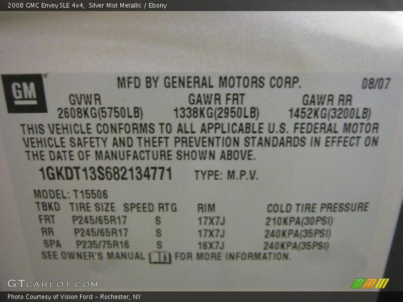 Silver Mist Metallic / Ebony 2008 GMC Envoy SLE 4x4