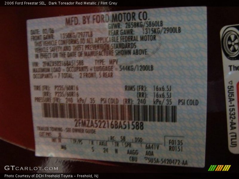 Dark Toreador Red Metallic / Flint Grey 2006 Ford Freestar SEL