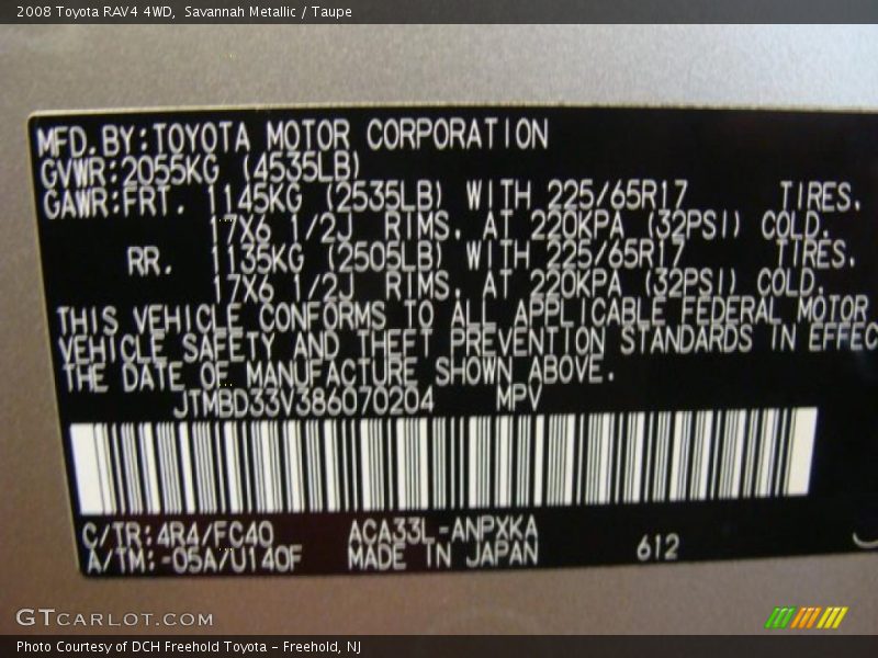 Savannah Metallic / Taupe 2008 Toyota RAV4 4WD