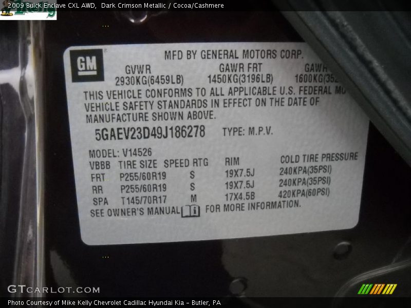Dark Crimson Metallic / Cocoa/Cashmere 2009 Buick Enclave CXL AWD