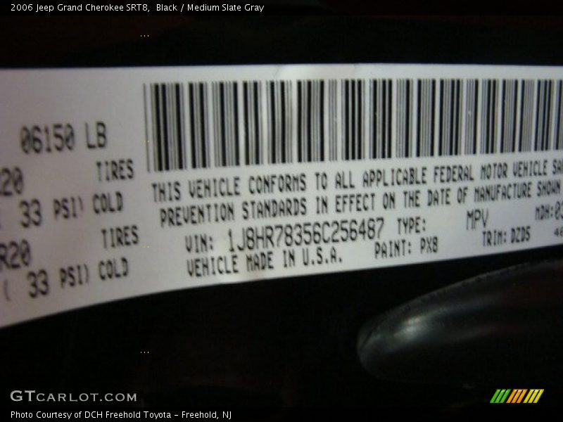 2006 Grand Cherokee SRT8 Black Color Code PX8
