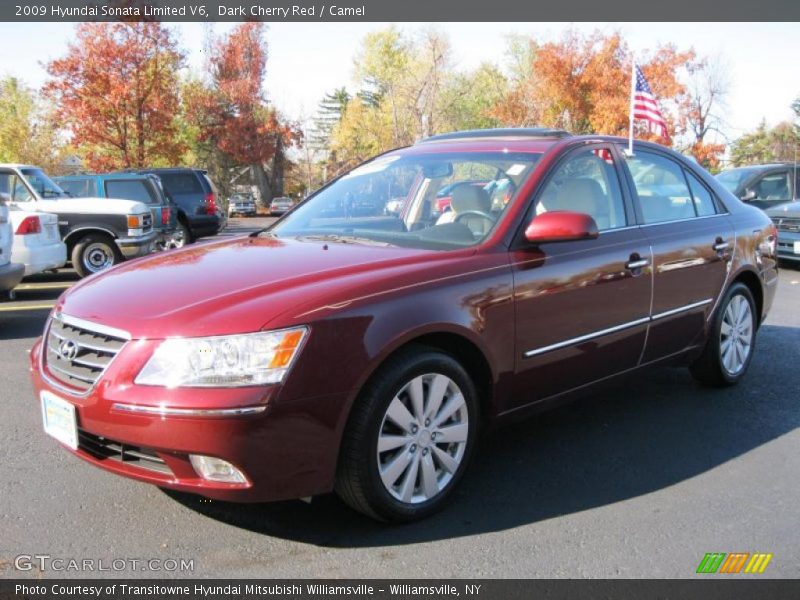 Dark Cherry Red / Camel 2009 Hyundai Sonata Limited V6