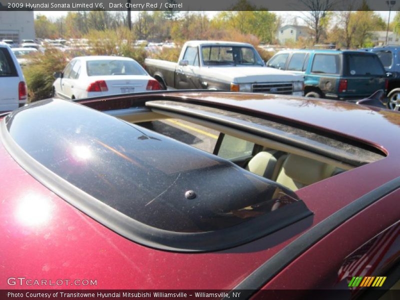 Dark Cherry Red / Camel 2009 Hyundai Sonata Limited V6