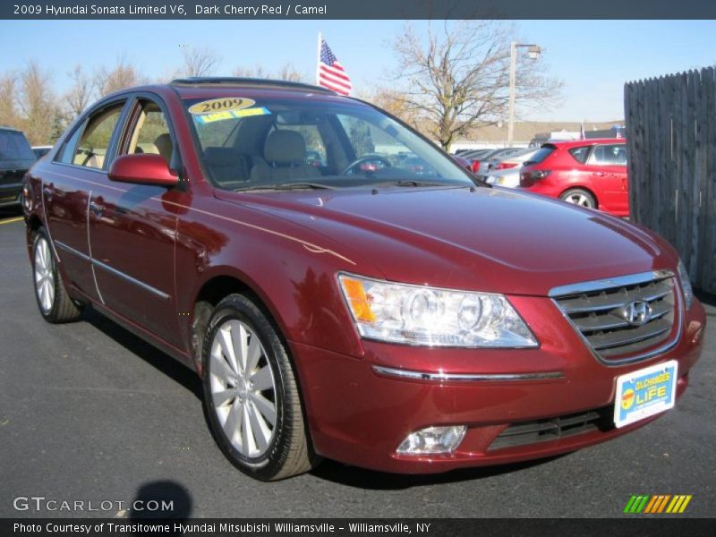 Dark Cherry Red / Camel 2009 Hyundai Sonata Limited V6