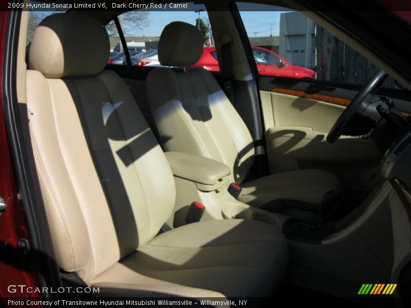 Dark Cherry Red / Camel 2009 Hyundai Sonata Limited V6