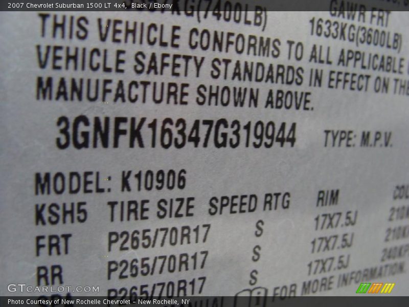 Black / Ebony 2007 Chevrolet Suburban 1500 LT 4x4