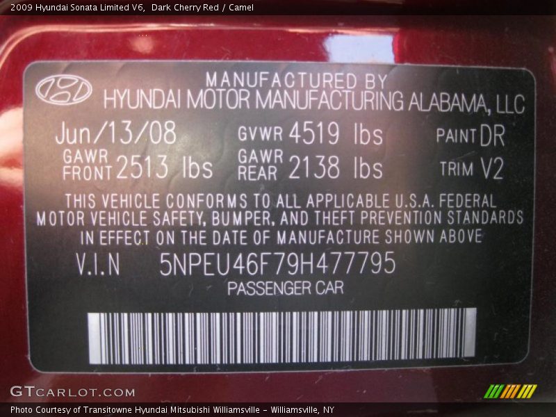 Dark Cherry Red / Camel 2009 Hyundai Sonata Limited V6