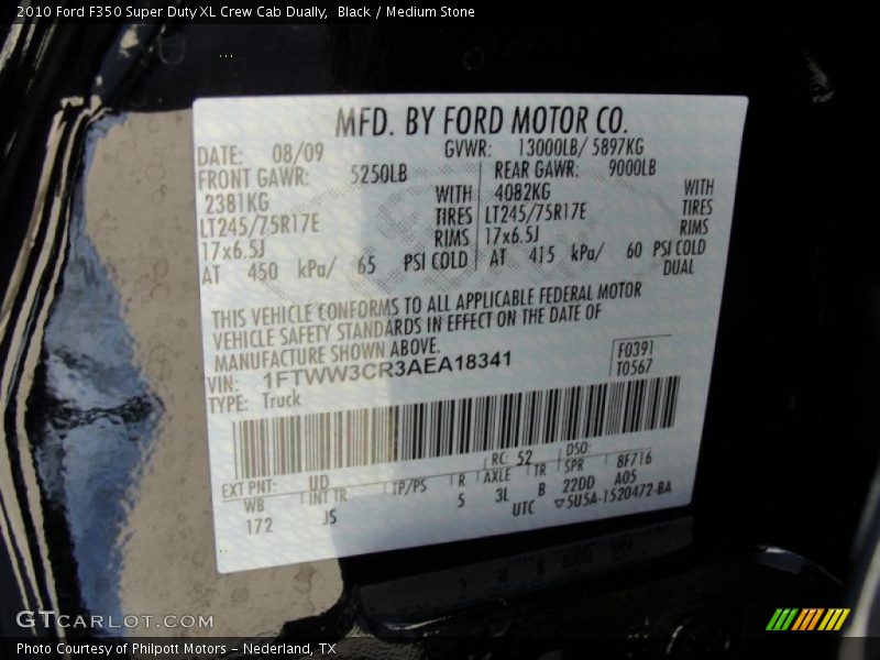 Black / Medium Stone 2010 Ford F350 Super Duty XL Crew Cab Dually