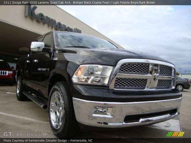 Brilliant Black Crystal Pearl / Light Pebble Beige/Bark Brown 2011 Dodge Ram 1500 Laramie Quad Cab 4x4