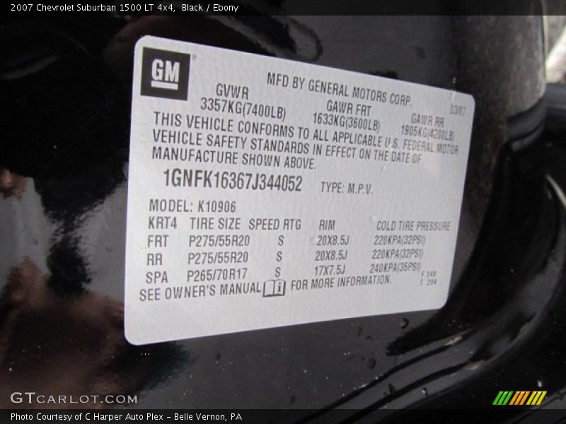 Black / Ebony 2007 Chevrolet Suburban 1500 LT 4x4
