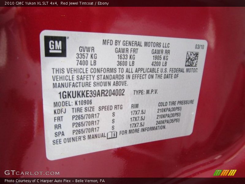 Red Jewel Tintcoat / Ebony 2010 GMC Yukon XL SLT 4x4