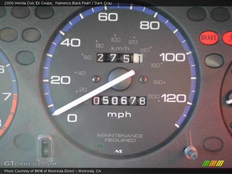 Flamenco Black Pearl / Dark Gray 2000 Honda Civic EX Coupe