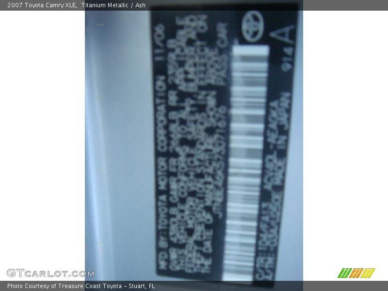 Titanium Metallic / Ash 2007 Toyota Camry XLE