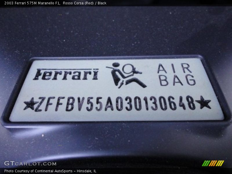 Info Tag of 2003 575M Maranello F1