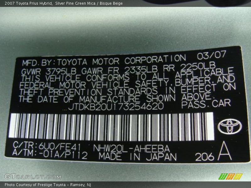 Silver Pine Green Mica / Bisque Beige 2007 Toyota Prius Hybrid