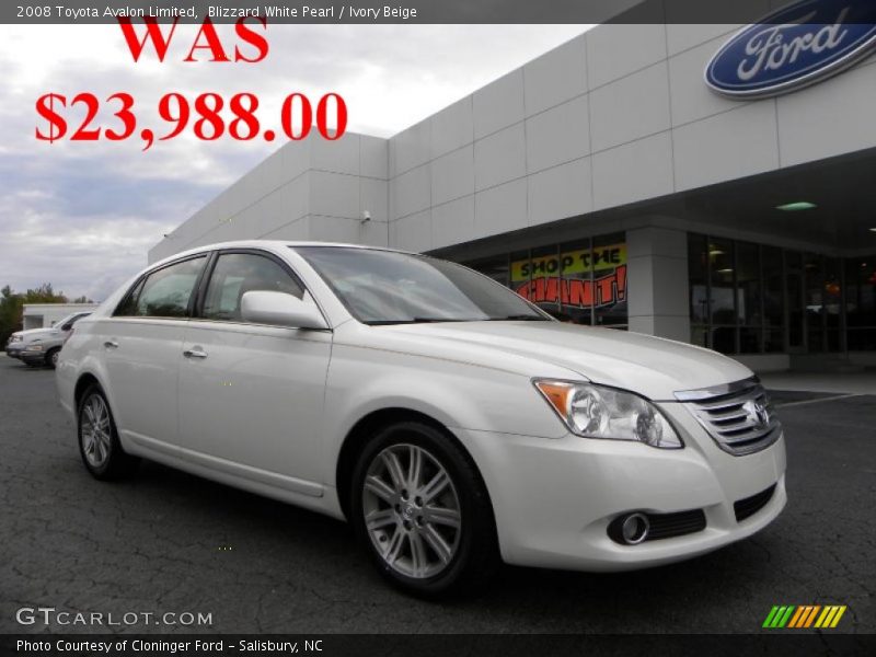 Blizzard White Pearl / Ivory Beige 2008 Toyota Avalon Limited