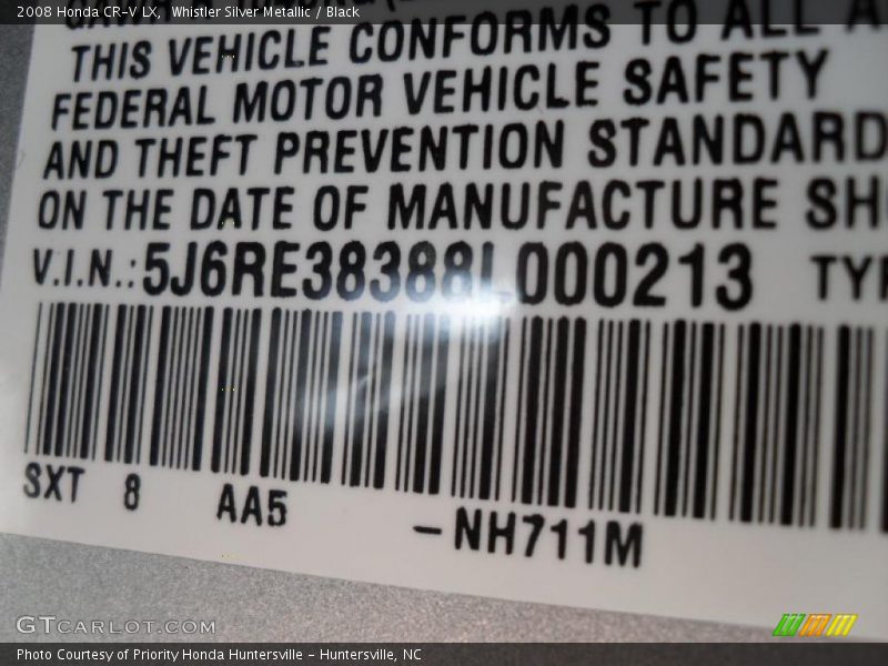 Whistler Silver Metallic / Black 2008 Honda CR-V LX