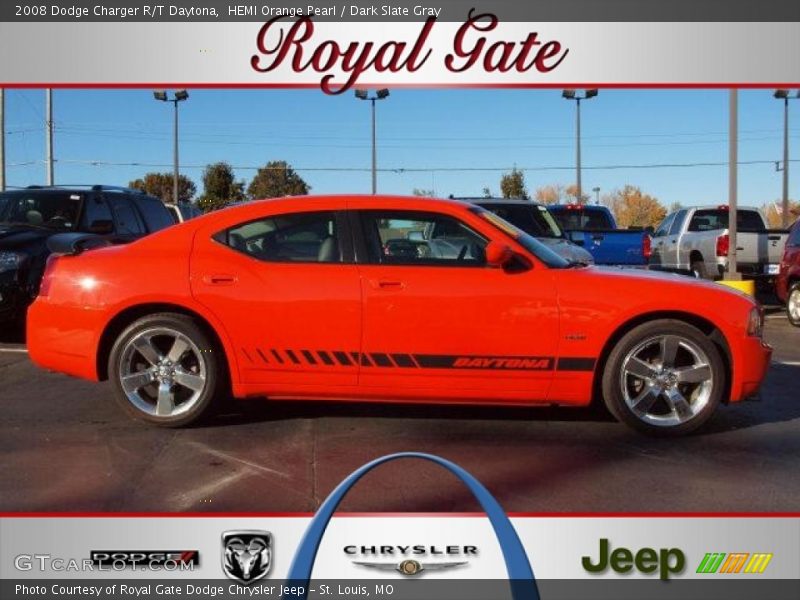 HEMI Orange Pearl / Dark Slate Gray 2008 Dodge Charger R/T Daytona