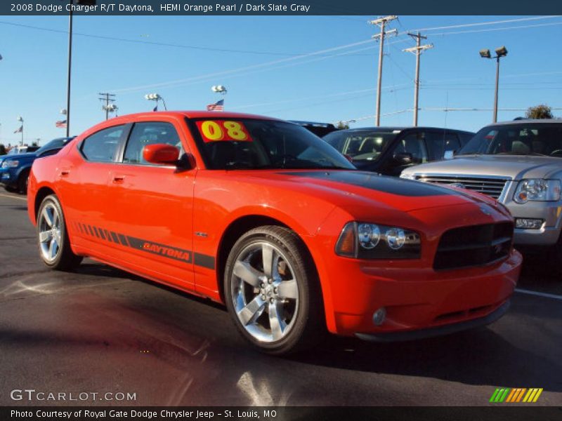 HEMI Orange Pearl / Dark Slate Gray 2008 Dodge Charger R/T Daytona