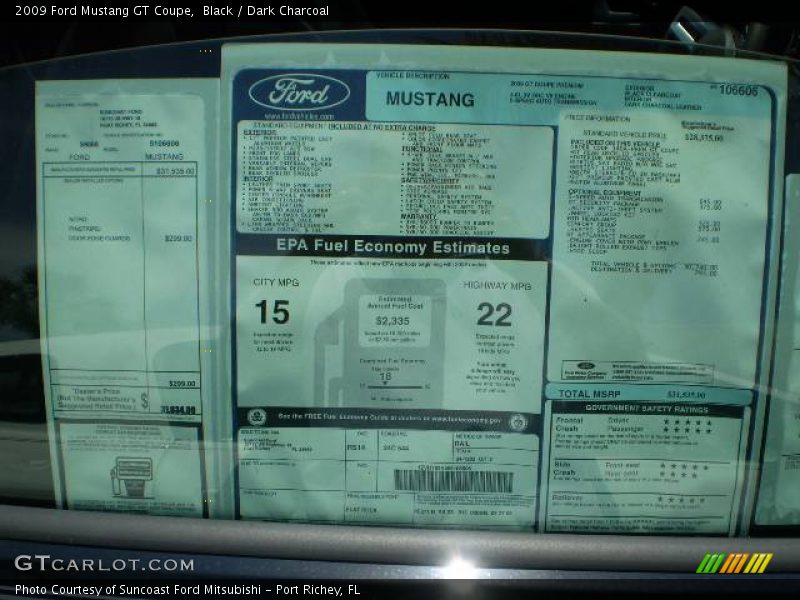 Black / Dark Charcoal 2009 Ford Mustang GT Coupe