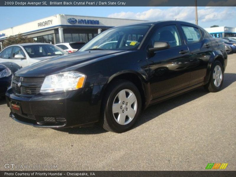 Brilliant Black Crystal Pearl / Dark Slate Gray 2009 Dodge Avenger SE