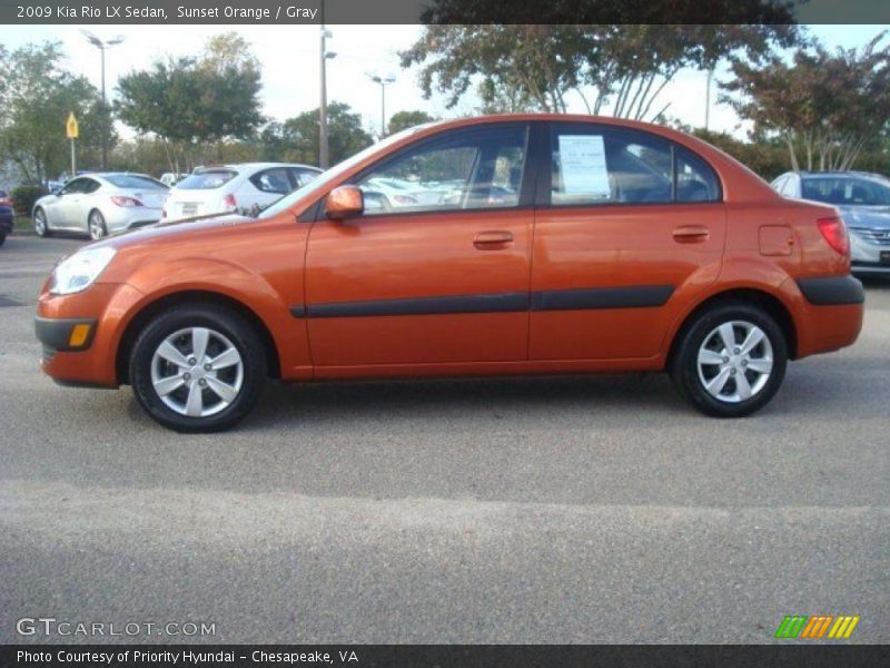 Sunset Orange / Gray 2009 Kia Rio LX Sedan