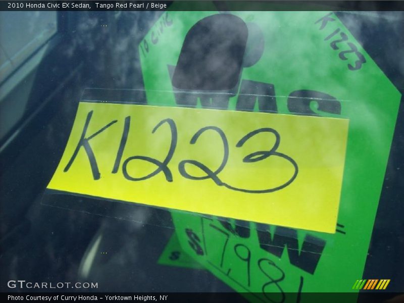 Tango Red Pearl / Beige 2010 Honda Civic EX Sedan