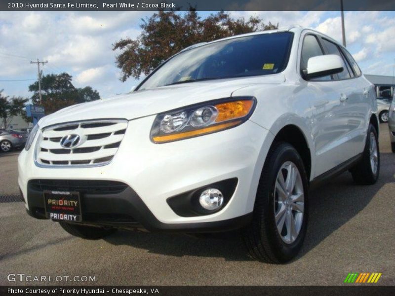 Pearl White / Cocoa Black 2010 Hyundai Santa Fe Limited