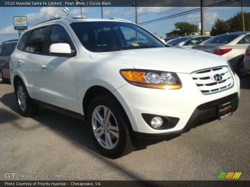 Pearl White / Cocoa Black 2010 Hyundai Santa Fe Limited