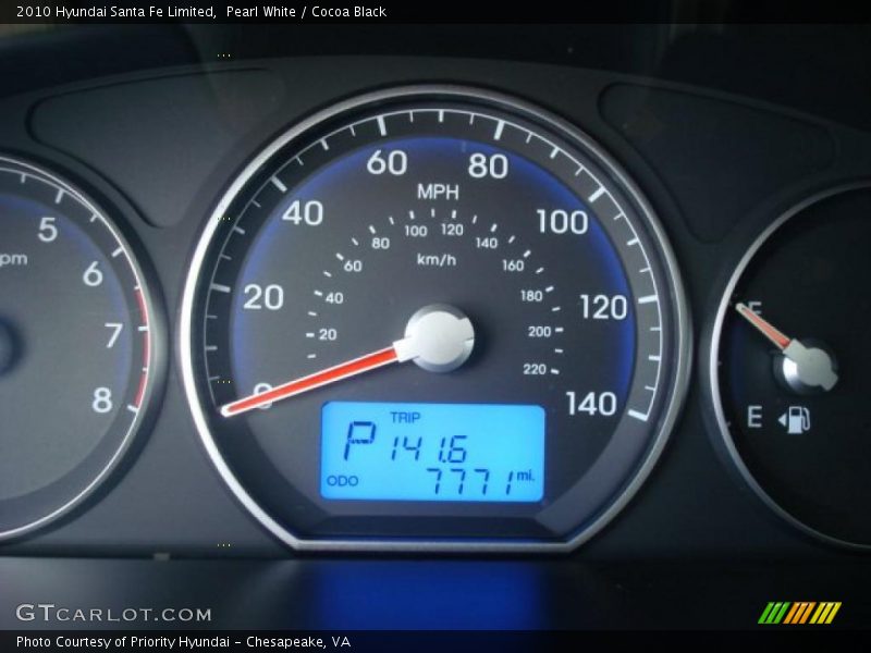 Pearl White / Cocoa Black 2010 Hyundai Santa Fe Limited