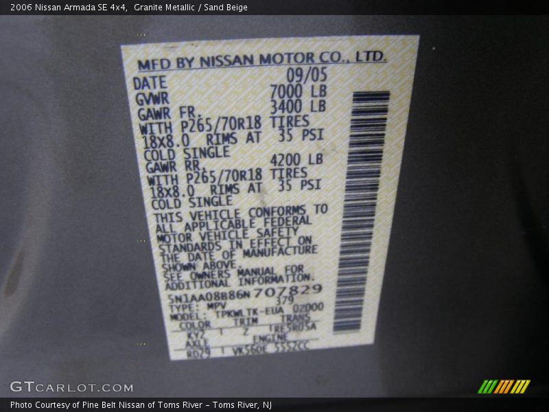 Granite Metallic / Sand Beige 2006 Nissan Armada SE 4x4