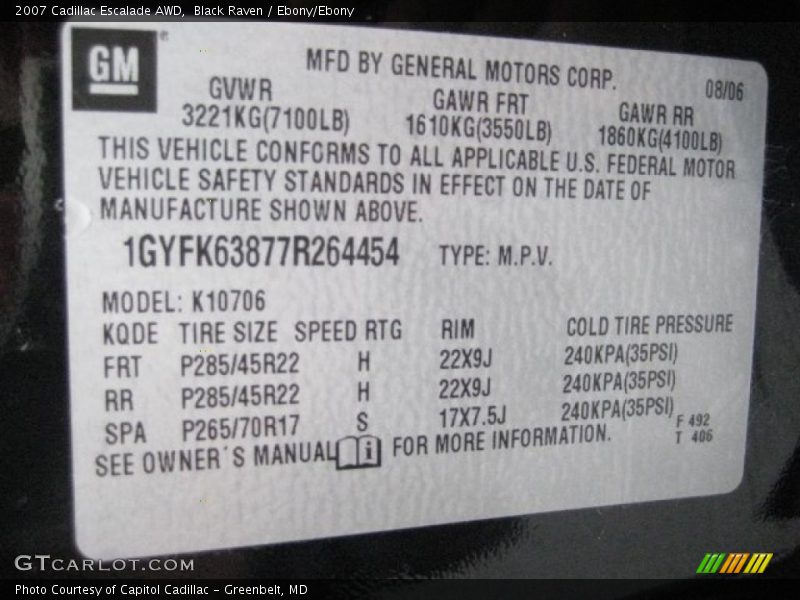 Black Raven / Ebony/Ebony 2007 Cadillac Escalade AWD