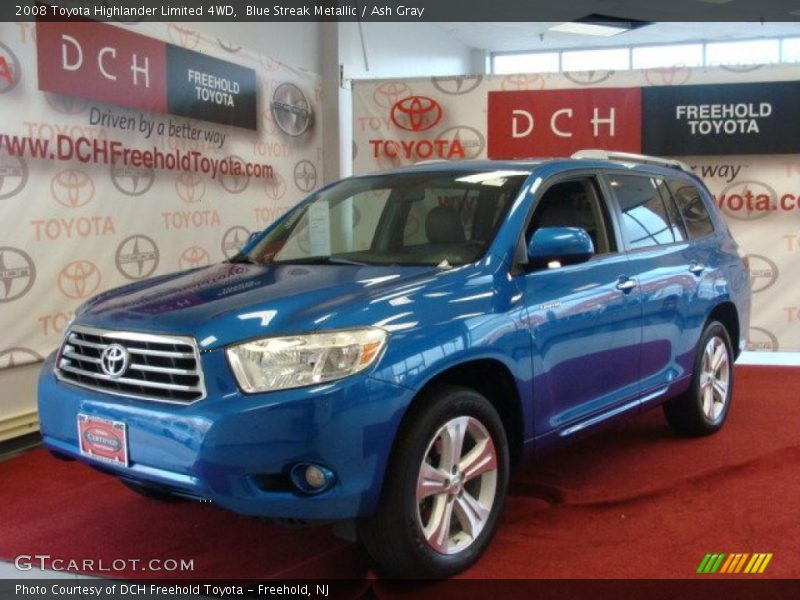 Blue Streak Metallic / Ash Gray 2008 Toyota Highlander Limited 4WD